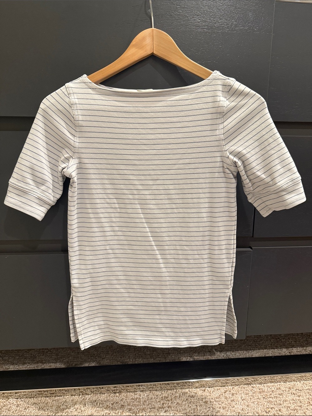 Madewell White Boatneck Tee with Thin Blue Stripes - Picture 4 of 4